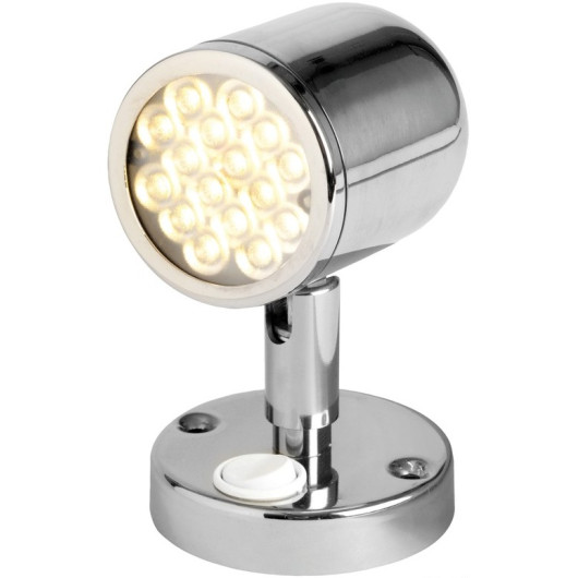 Applique Led orientable en inox avec interrupteur par OSCULATI de face en fonction.