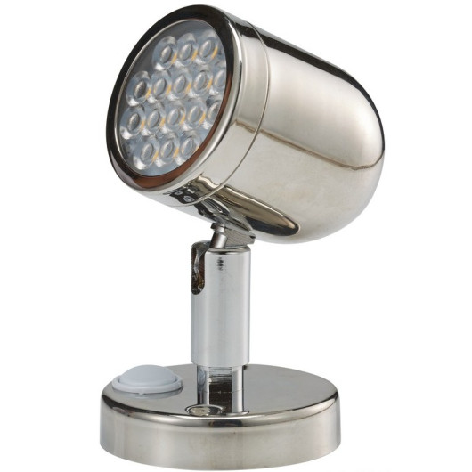 Applique Led orientable en inox avec interrupteur par OSCULATI vue de côté.