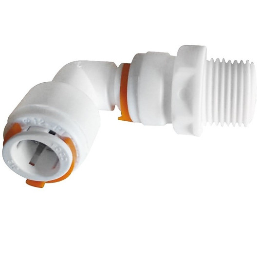 Raccord rapide coudé PER ø12mm femelle | Filetage mâle 3/8" pour eau en van, bateau, caravane