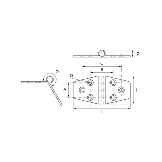 PLASTIMO Charnière inox broches invisibles 76 mm 