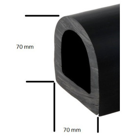 OSCULATI Liston PVC noir 70 x 70 mm