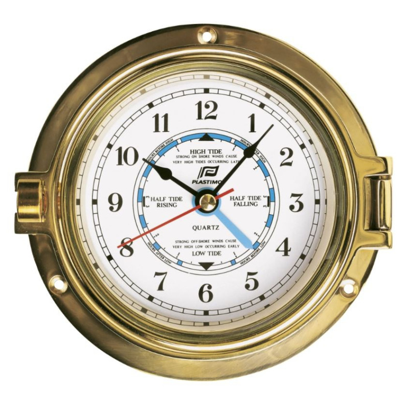 Indicateur De Marée NAUDET – Boîtier Laiton Doré, Cadran Blanc 13,5 Cm, Fabrication Française – Pour Marins Et Plaisanciers
