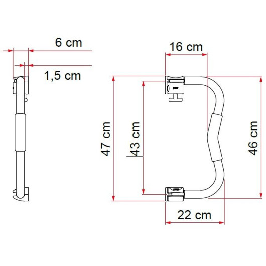 Security S FIAMMA - Poigné de sécurité pour porte de camping-car & caravane 220 x 460 mm - dimensions