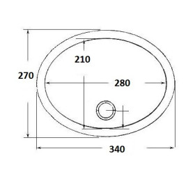 Evier ovale inox 340 x 270 mm Carbest | lavabo à encastrer pour van, fourgon, bateau ou camping-car | dimensions