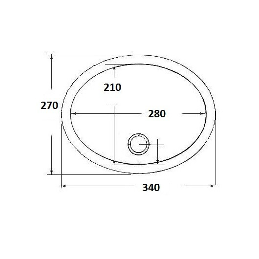 Evier ovale inox 340 x 270 mm Carbest | lavabo à encastrer pour van, fourgon, bateau ou camping-car | dimensions