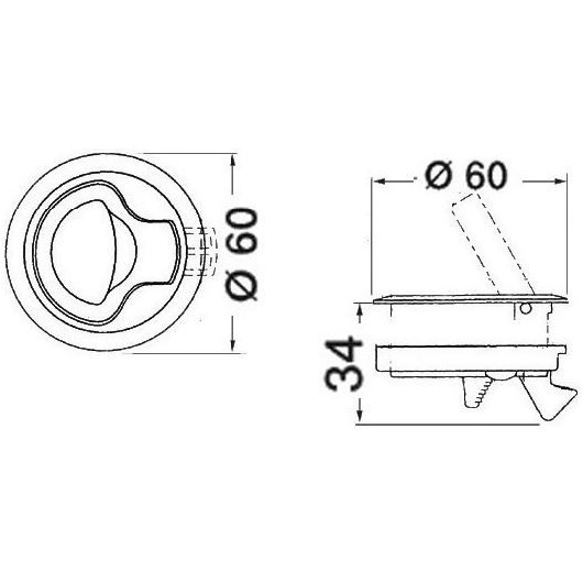 OSCULATI Verrou flush nylon avec serrure blanc ou noir