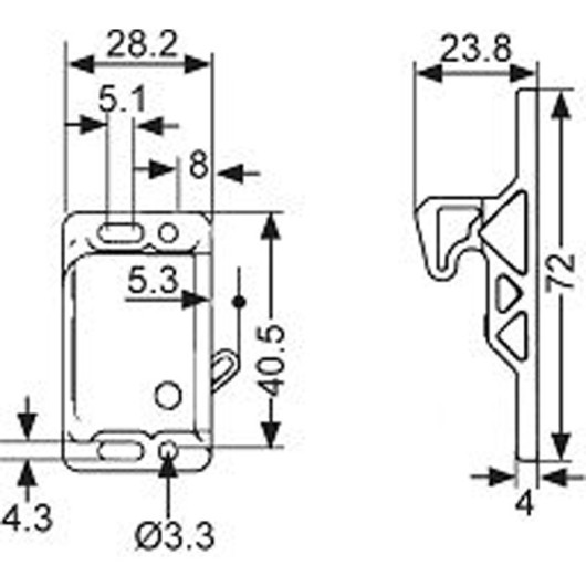 SOUTHCO Loqueteau de porte plastique 28 x 40 mm