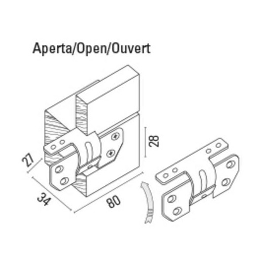 FS Charnière laiton 80 x 34 x 28 mm