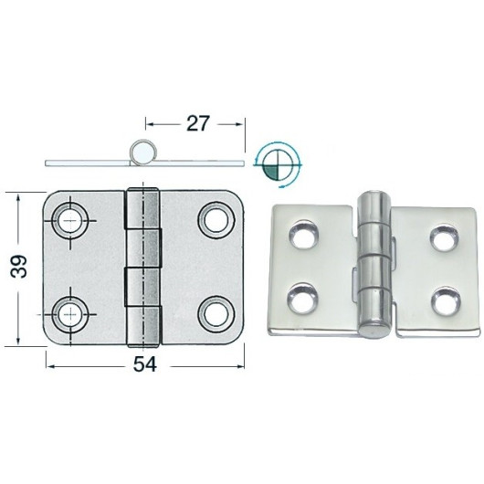 OSCULATI Charnière inox 54 x 39 x 2 mm