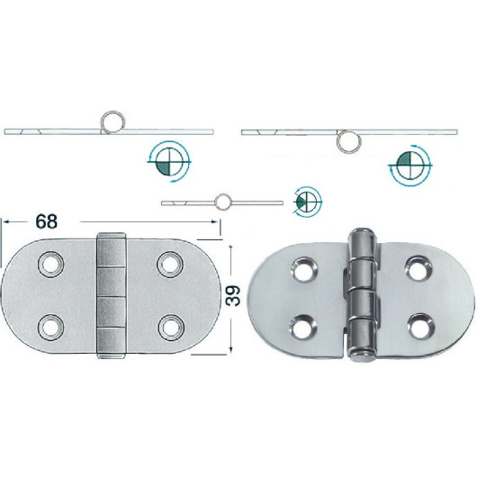 OSCULATI Charnière 68 x 39 x 2 mm