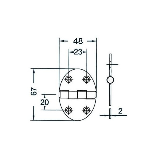 OSCULATI Charnière inox 48 x 67 x 2 mm