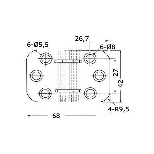 OSCULATI Charnière inox 68 x 42 x 2 mm