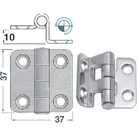OSCULATI Charnière déportée inox 37 x 37 mm