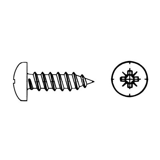 Vis inox A4 pour tôle Marinox tête cylindrique pozi 3,9 mm | Visserie marine acier inoxydable | Schéma