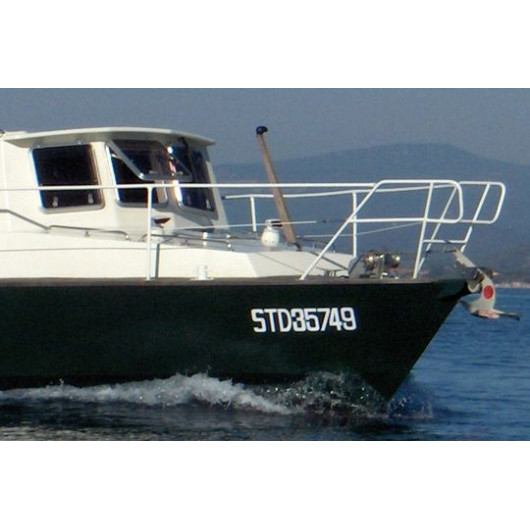 Chiffre adhésif blanc 40 mm Euromarine | Immatriculation autocollant bateau conforme Division 240 | pour coque dure