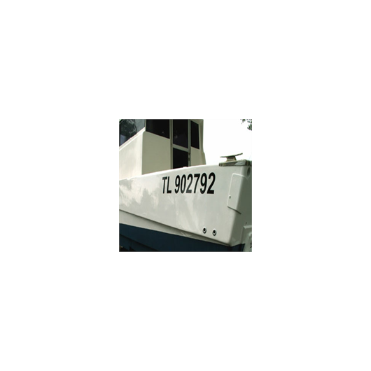 Lettre adhésive noire 70 mm Euromarine – Immatriculation bateau conforme Division 240 - pour coque dure
