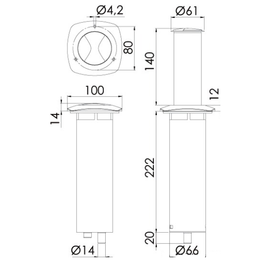 Aurora Lampe led escamotable table de bateau - OSCULATI -  Eclairage extérieur