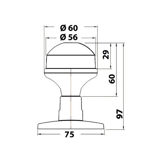Feu de mouillage LED 360° Osculati EvoLED Smart 12V | Pour bateaux jusqu’à 20 m | dimensions