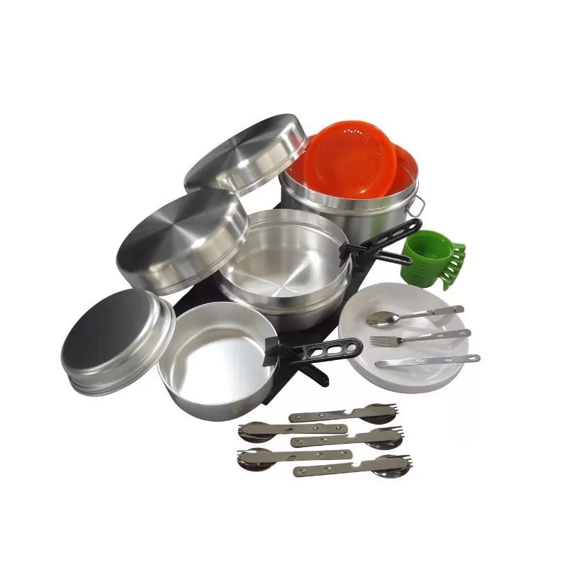 Set Popote Da Campeggio In Alluminio Per 1 Persona - Pentola, Padella, Posate, Pinza - 1.1L, Leggero E Compatto - Ideale Per Scout E Escursionisti - Foto 12