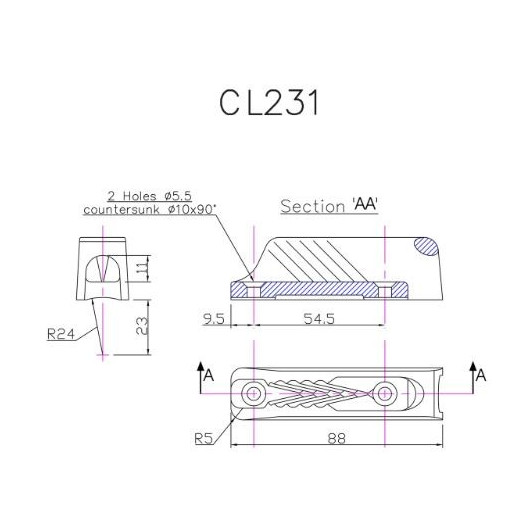 Clamcleat CL231 taquet coinceur