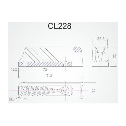 Clamcleat CL228 taquet coinceur 