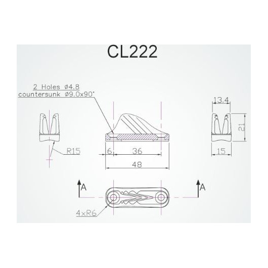 Clamcleat CL222 taquet coinceur aluminium