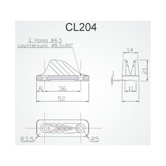 CLAMCLEAT CL204 taquet coinceur bateau