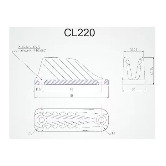 CLAMCLEAT CL220 taquet coinceur bateau