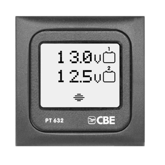 CBE PT 632 Voltmètre tactile pour 2 batteries 12V des bateaux et camping-cars, fourgons aménagé.