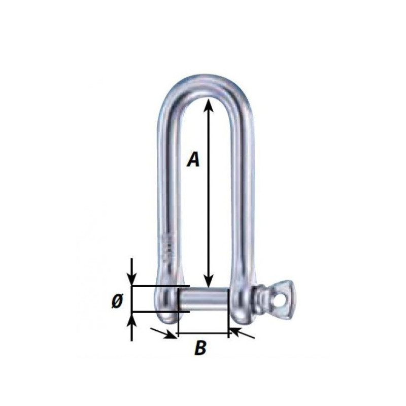 Manille Droite Inox A4 M10 - Résistance 3700 Kg, Vissage Six Pans Creux