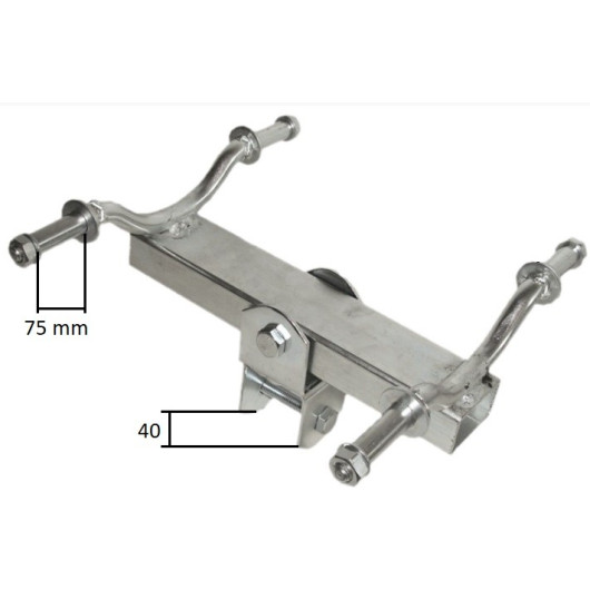 Etrier mobile pour galet de remorque bateau.