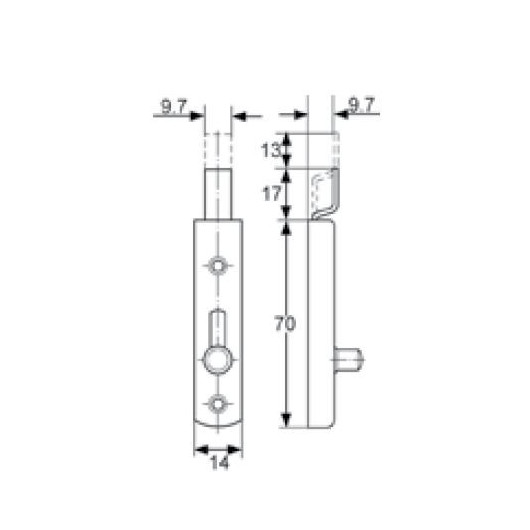 DECMO Verrou Alsacien 70 x 14 mm coudé