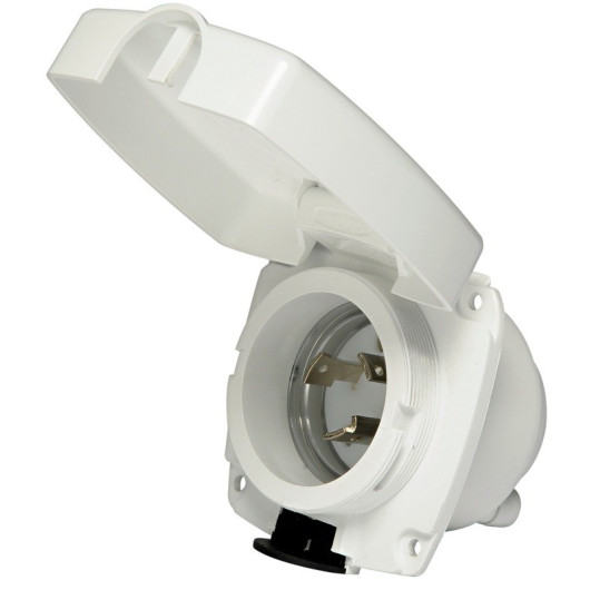 Socle de prise de quai étanche 30A New Edge blanche - IP56 230V - Osculati | Équipement électrique bateau | capot ouvert