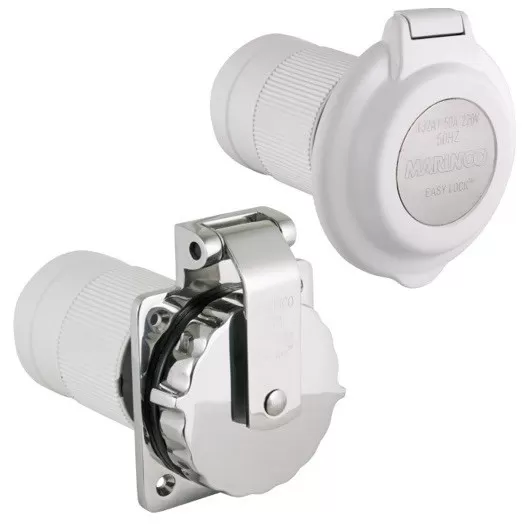 MARINCO socle Easy Lock 32A, prise mâle encastré pour bateau.