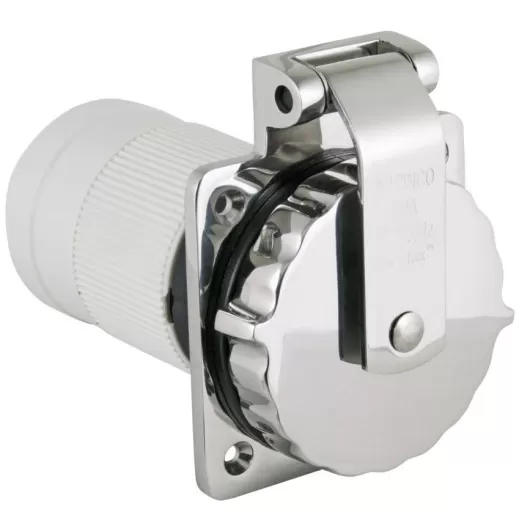 MARINCO socle Easy Lock 32A, prise mâle encastré pour bateau.