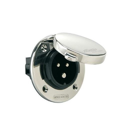 Prise de quai MP16-10 Ratio | prise inox 230V CEE pour bateau et camping-car | Ouverte