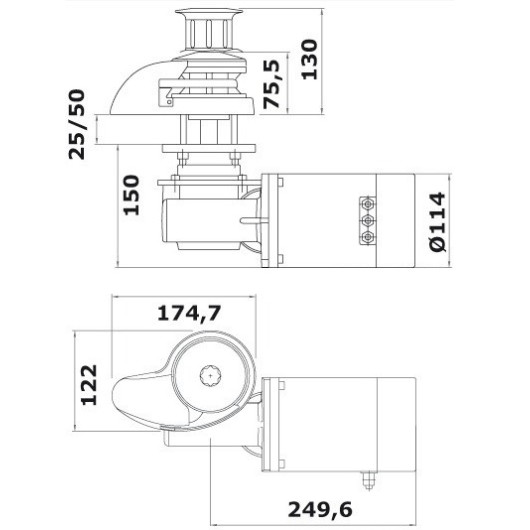  ITALWINCH Smart 700W 12V -  pour chaîne ø 8 mm, treuil de bateau.