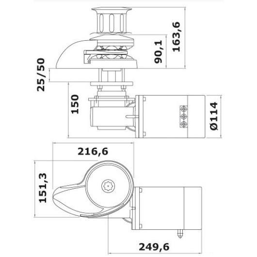 ITALWINCH Smart Plus 1500W guindeau treuil électrique pour bateau.