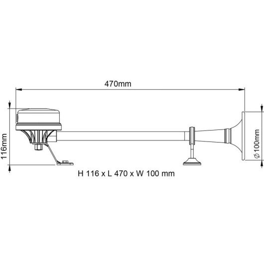 EM1 Avertisseur inox Marco L470 mm| Avertisseur | équipement sécurité et de confort bateau