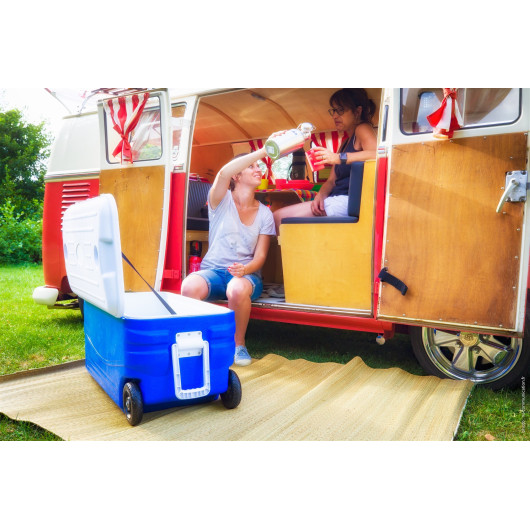 Glacière Roulante 2-en-1 Avec Table - Capacité 91L, Isotherme 48h, Roues Et Poignée - Idéale Camping, Barbecue, Fête En Plein Air - Noir/Gris