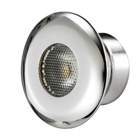 OSCULATI Spot LED de courtoisie en inox poli miroir 3W Plafonnier LED inox OSCULATI - éclairage étanche 12/24 V pour bateau et fourgon - visuel