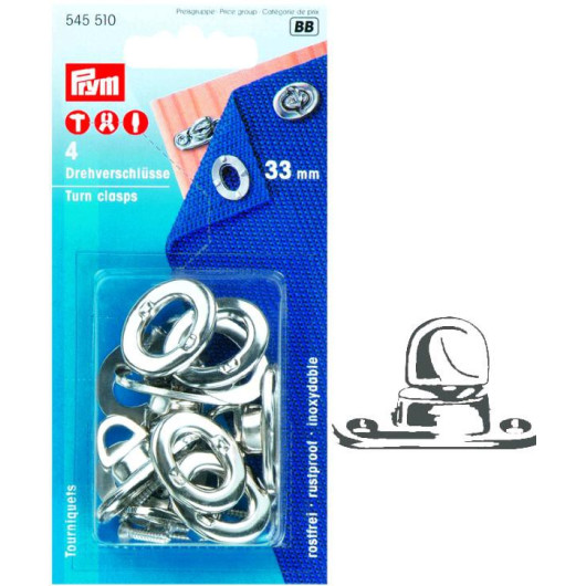 PRYM Tourniquet laiton 33 mm pour bache, taud et capote de bateau, équipement camping-car & fourgon aménagé