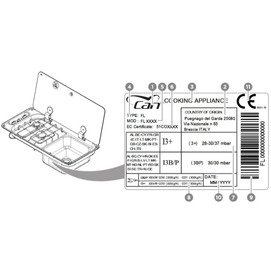 CAN Pièces détachées FL13XX combiné gaz évier.