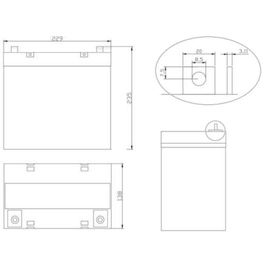 EM Batterie AGM plomb carbone 70Ah