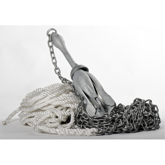 Equipement pour bateau, OSCULATI Kit mouillage 6 Kg, 100% complet avec ancre grappin pliable, chaîne 10 m et bout 35 m.