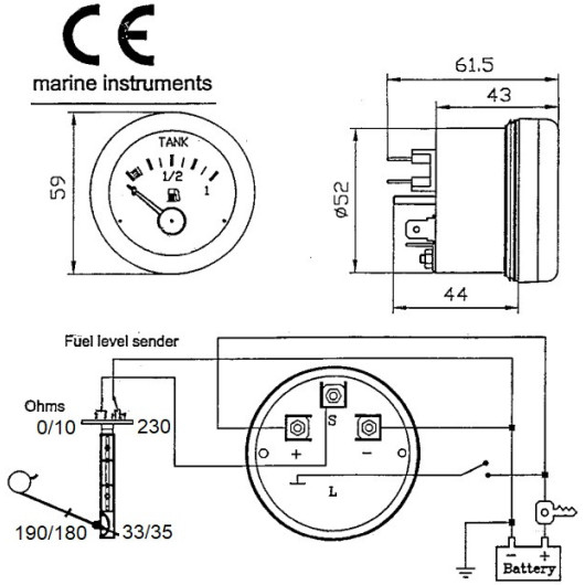 OSCULATI Jauge tank universelle