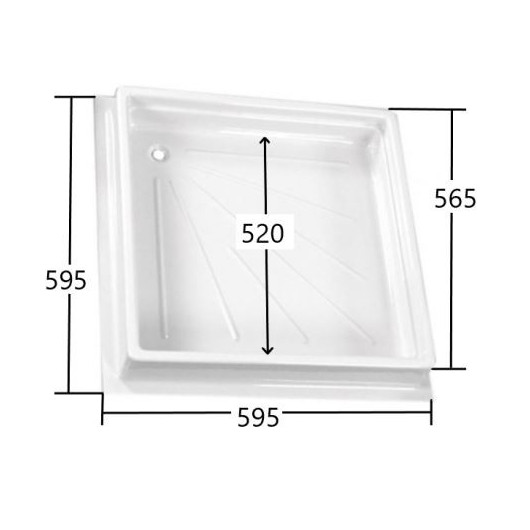 Reimo Bac à douche autoporté 595 x 595 x 102 mm | salle de bain camping-car et fourgon aménagé | avec dimensions