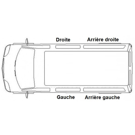 Baie latérale VW T4 - aménagement du fourgon - schéma