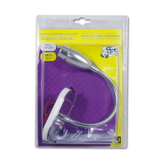 Liseuse avec port USB Tecnoled | applique d'éclairage 12V pour van aménagé, bateau et fourgon | emballage