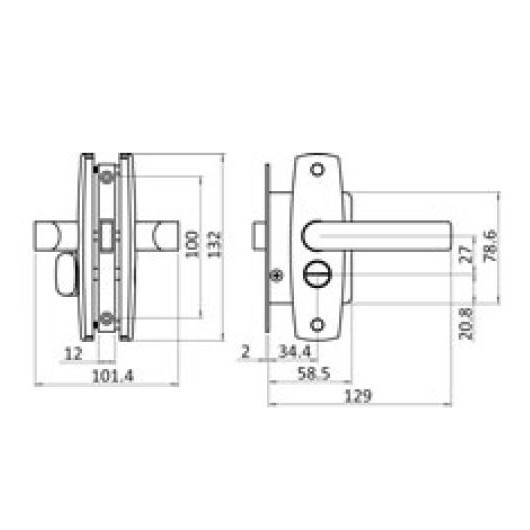 OSCULATI Serrure de porte intérieure 129 x 132 mm